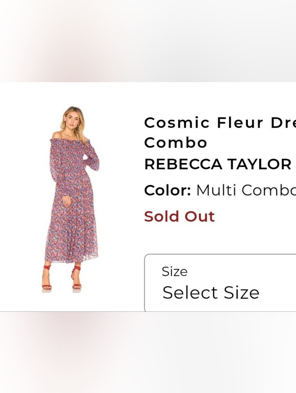 Rebecca Taylor Off-Shoulder Cosmic Floral Dress Size 4 - Picture 13 of 14